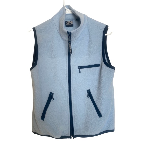 Rue 21 Baby Blue & Navy Full Zip Up Fleece Vest - Picture 2 of 9